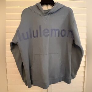 LULULEMON Trendy All Yours Hoodie Graphic Blue/Green Chambray Size 12 SO PRETTY